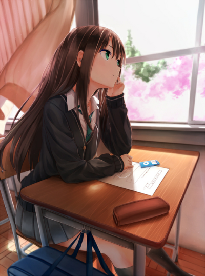 小清新 动漫美图 卡哇伊 唯美 图片 pixiv 涉谷凛 校服 偶像大师 校园