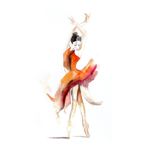 elenaromanova的水彩画作品watercolor.舞者