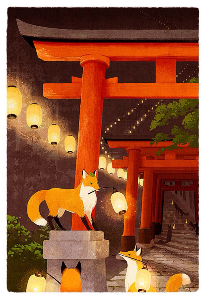 p站 动漫 二次元 狐狸 动物 壁纸 插画 头像 庙会