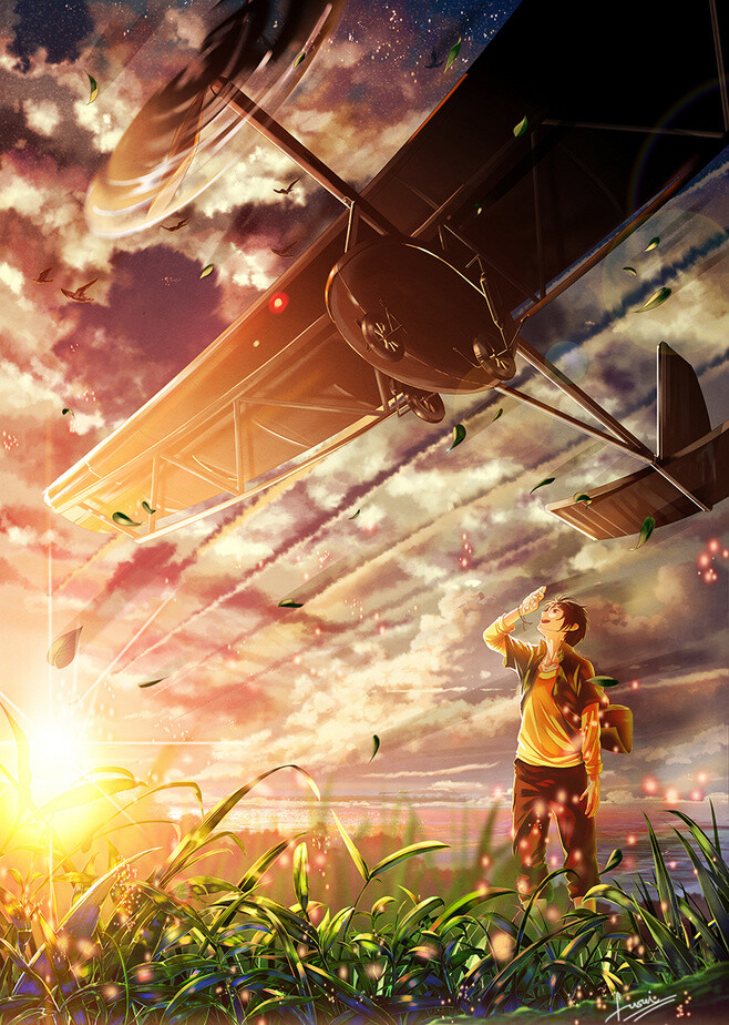 插画 风景 人物 森系 手绘 彩铅 水彩 涂鸦 星空 唯美 意境 背景 二