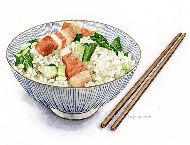 美食食物 插图插画 涂鸦绘图 吃货福利 水粉彩铅 肉食主义者 米饭