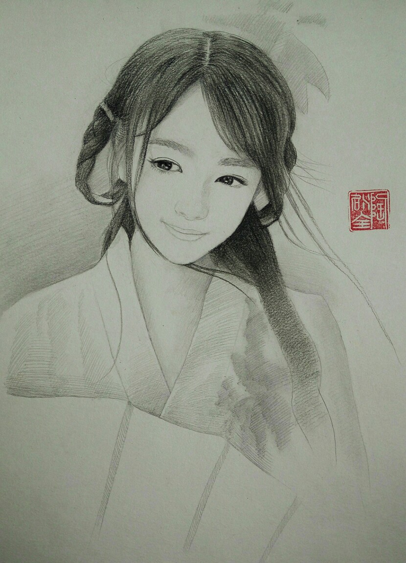 兔子凌风陶启全素描手绘画画艺术美女