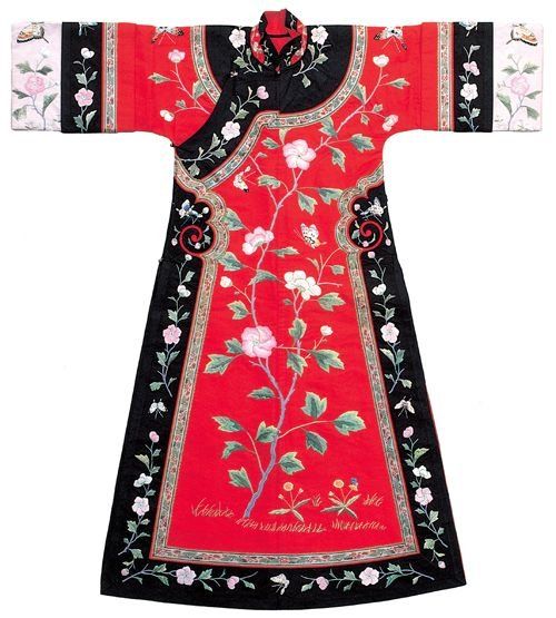 绣花旗袍,清代中国丝绸博物馆
