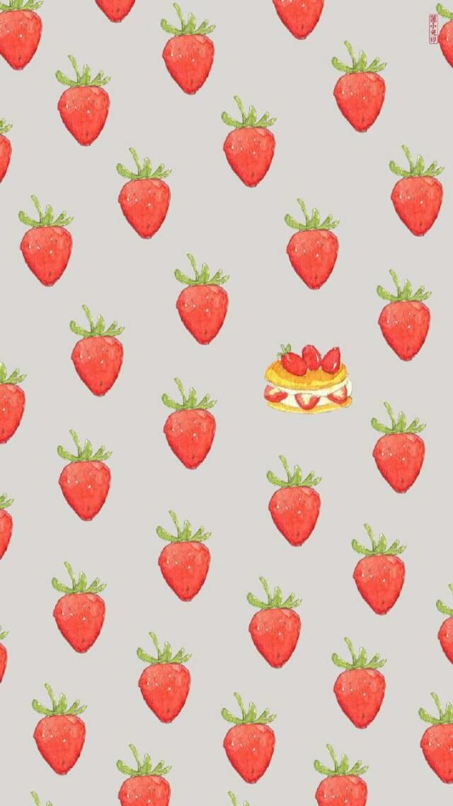 草莓 手机壁纸 iPhone 背景 粉红 少女心
