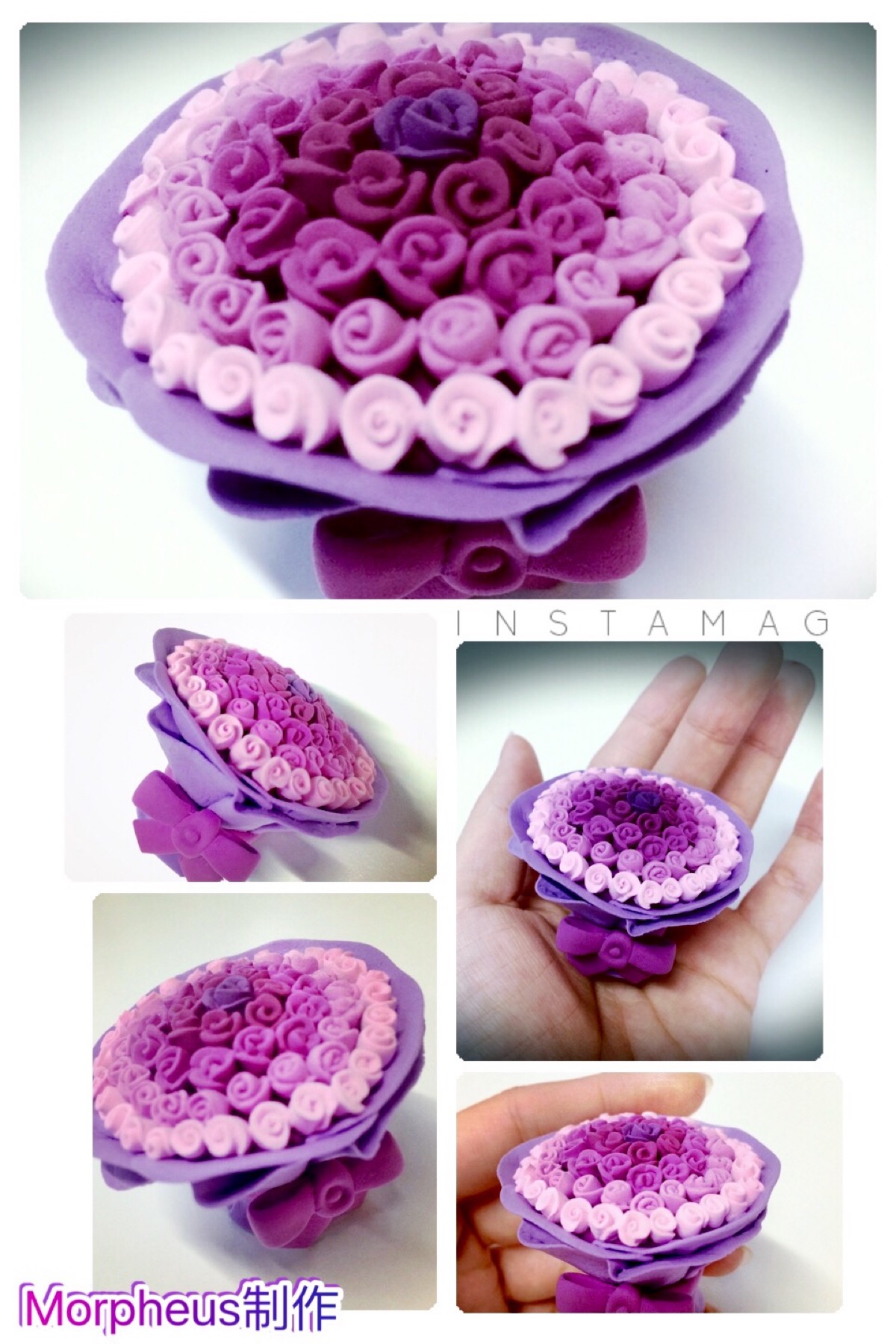 粘土玫瑰花束版本之二—紫色系列,也是超花时间