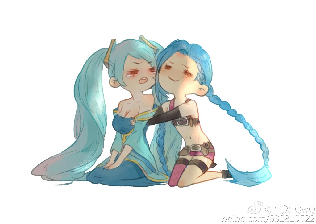 插画 美图 琴女 暴走萝莉金克丝 jinx 琴瑟仙女娑娜 萌系 壁纸 少女