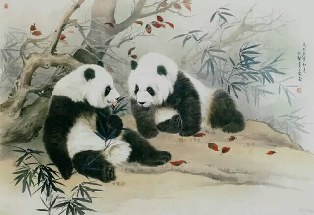 中国工笔画——熊猫