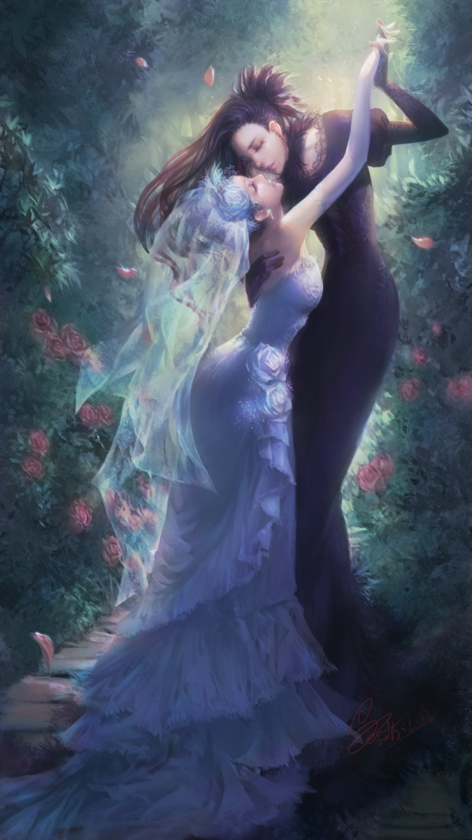人物cg 插画 少女 参考 唯美 秘密花园里的婚礼 婚纱 百合 画师:78