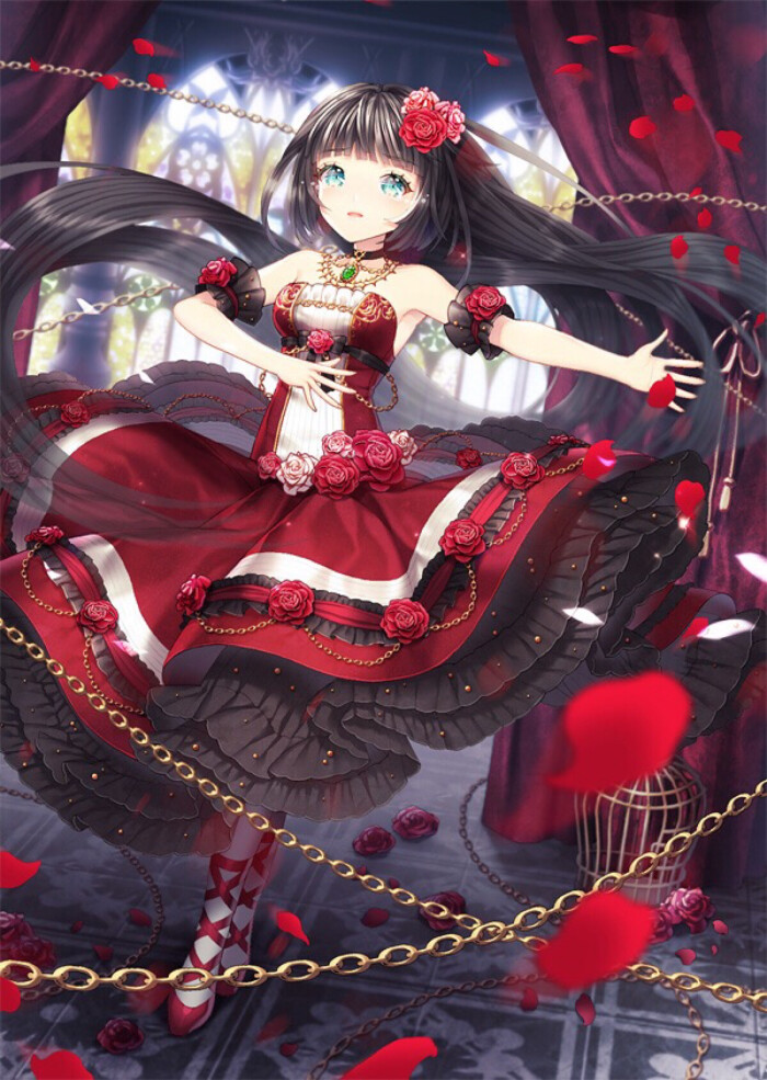 铁链 少女 红玫瑰 礼服