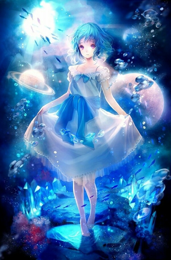 海洋 水晶 梦幻 奇妙 壁纸 太空 插画 蓝色为主