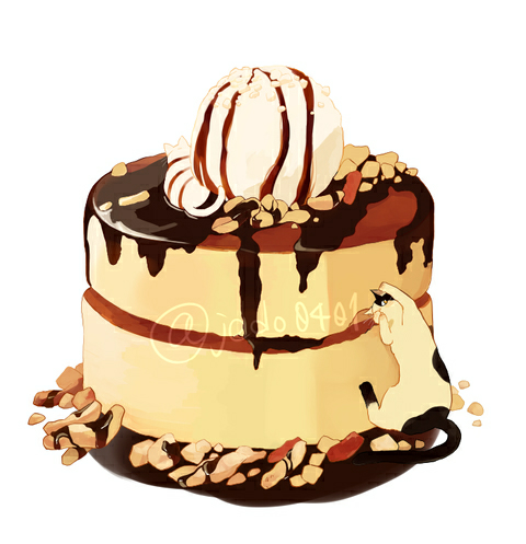 【侵删】巧克力蛋糕 | 白地図 p站_id=54370575 #pixiv食堂#插画#手绘