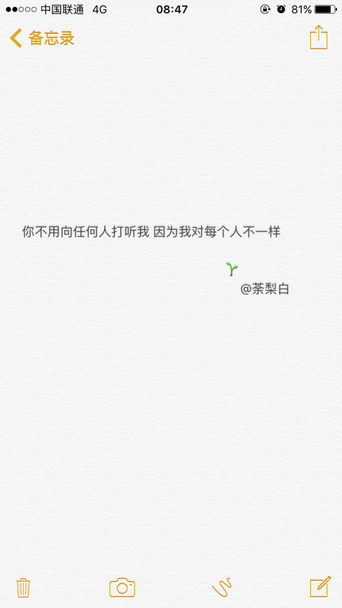 备忘录文字.你不用向任何人打听我 因为我对每个人不一样