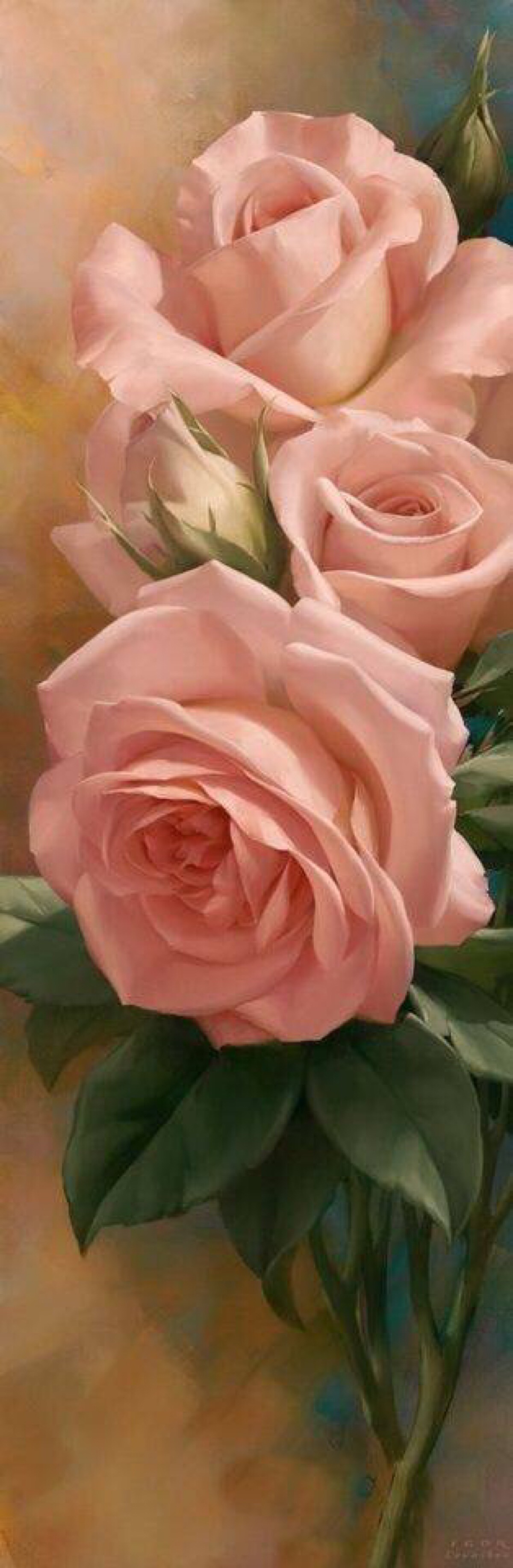 俄罗斯画家艾格尔·利亚索(igor levashov)花卉油画作品粉色玫瑰