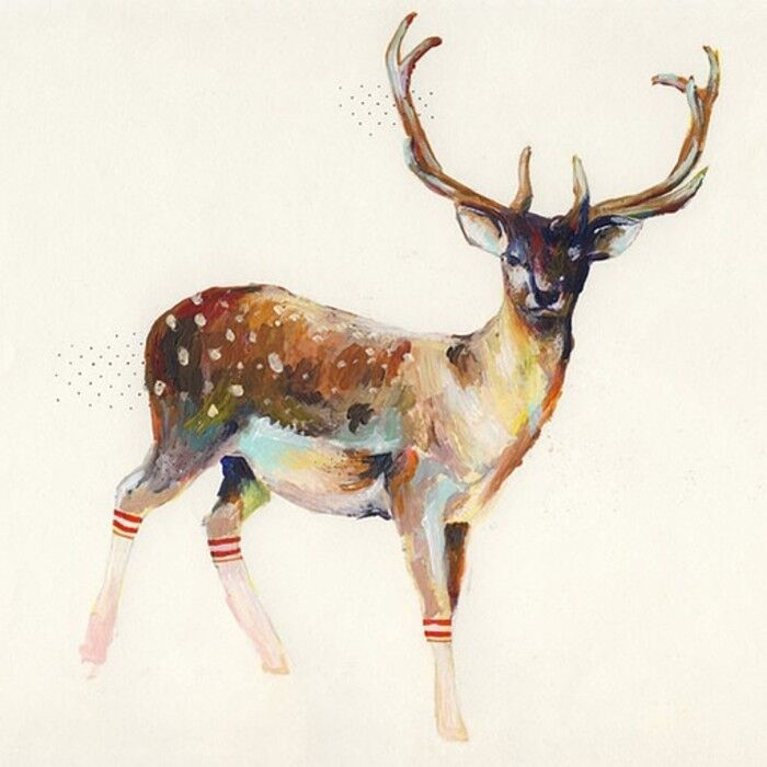 鹿,手绘,水彩,插画,唯美,壁纸,意境