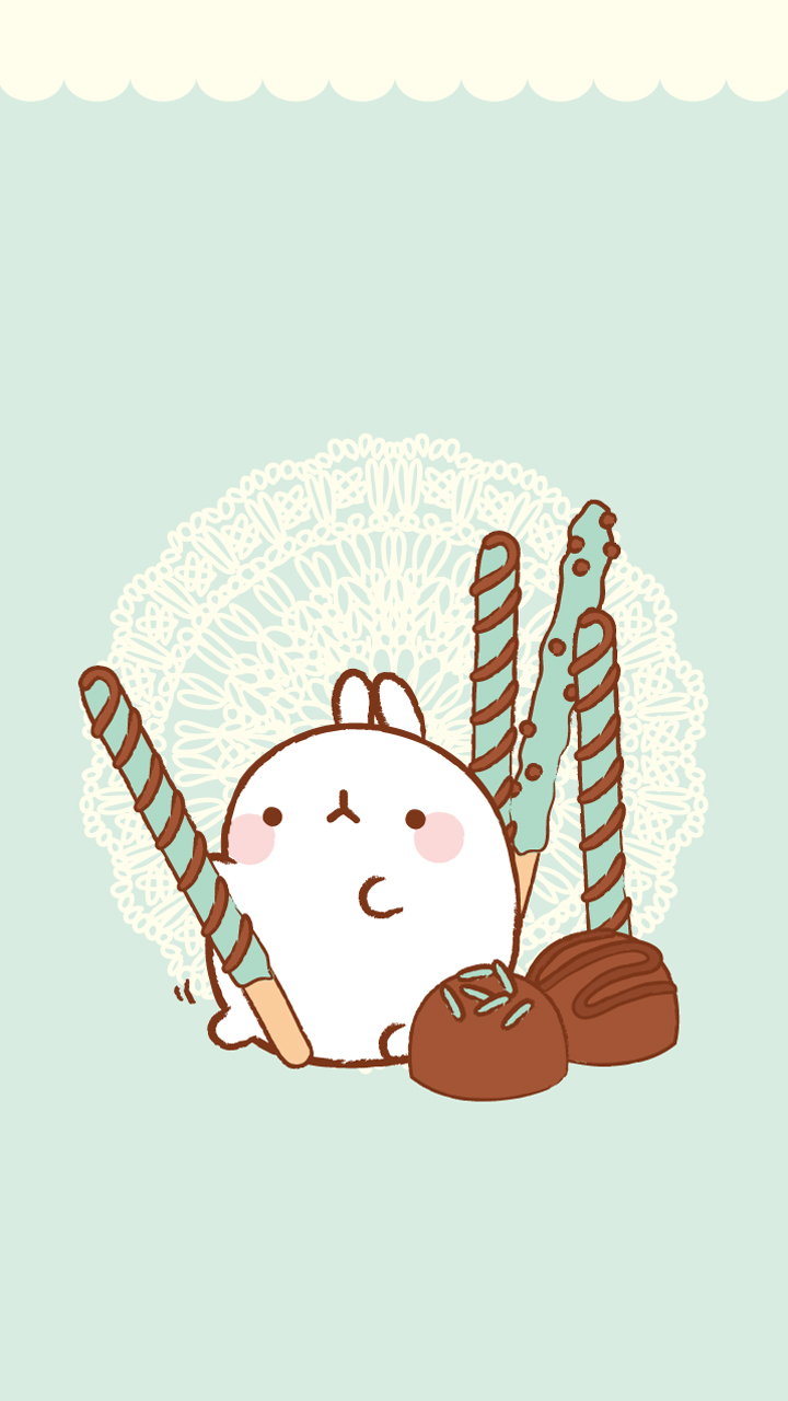 壁纸,molang,兔子,可爱,萌萌嗒,少女心,想捏,pocky,巧克力,抹茶,淡绿