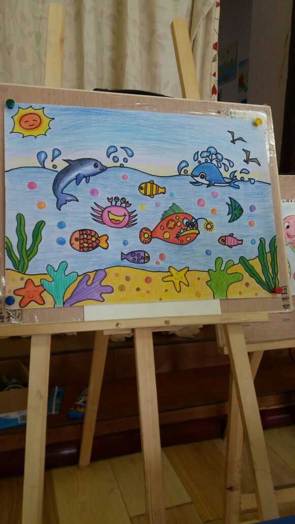 创意儿童画,彩铅笔,海底世界