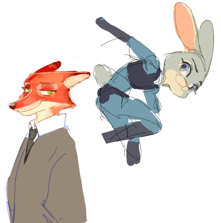 zootopia 疯狂动物城～狐兔cp 狐尼克&兔朱迪兔子 狐狸