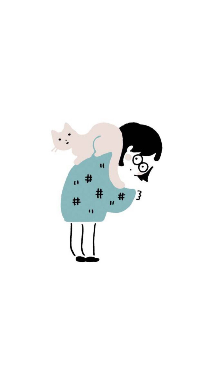 壁纸 手绘 猫咪 女孩 文艺 清新