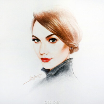 【手绘时装画——karlie kloss】使用工具:辉柏嘉经典彩铅,a4纸.