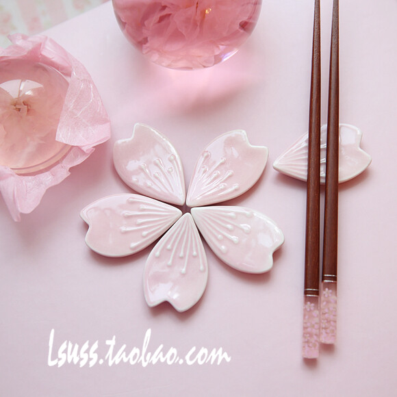 Lsuss 樱花瓣 筷子架 筷拖 箸置 少女风瓷器…-