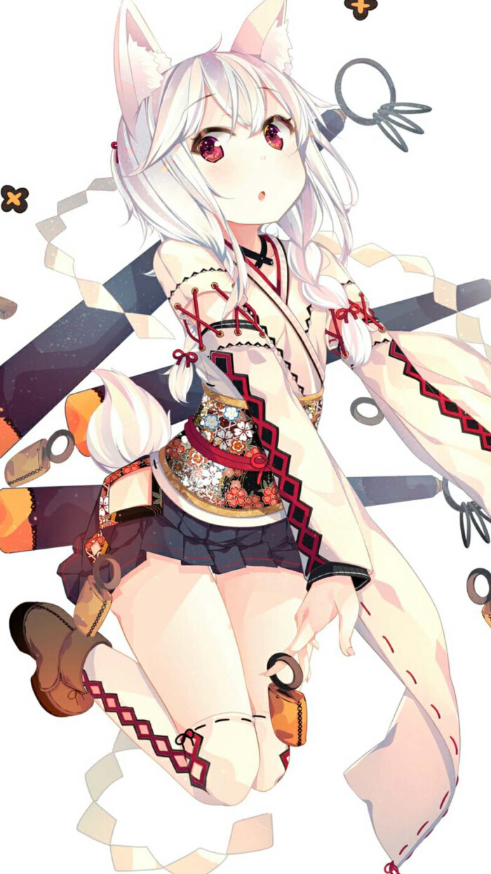 少女 兽耳 马尾 麻花辫 服装 妖怪 插画 人物 二次元 勤更中