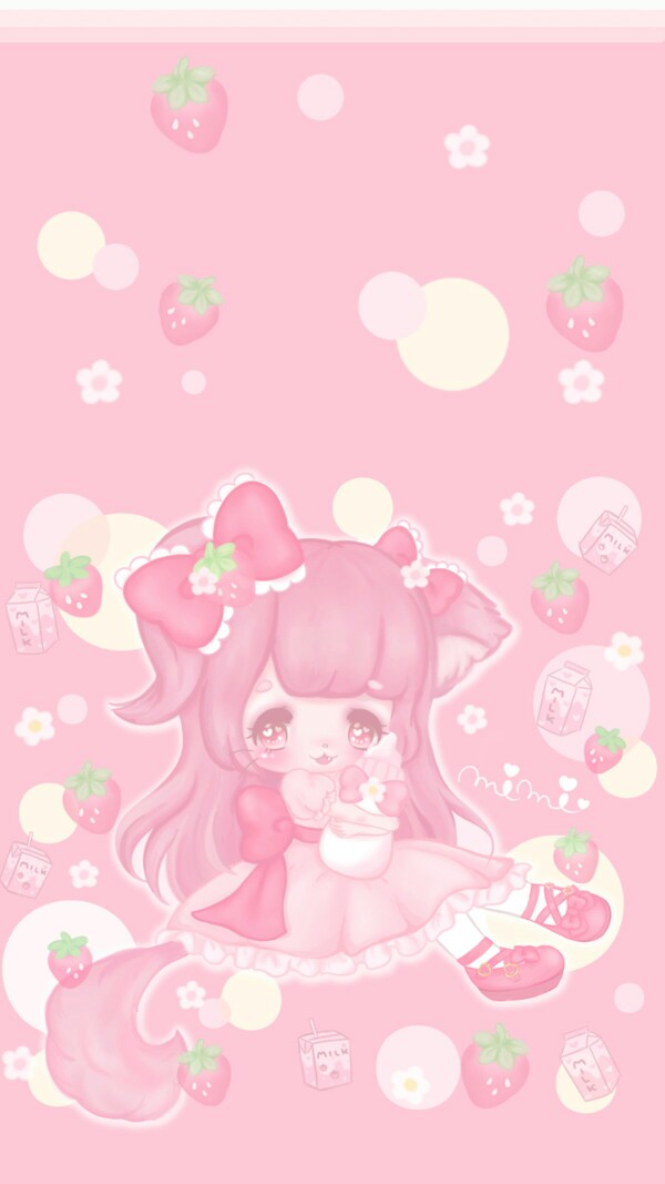 粉色少女系卡通手机壁纸