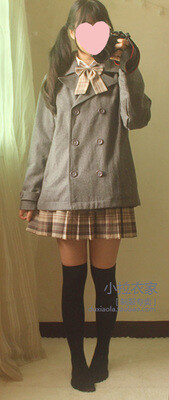 日本校服jk羊毛呢子大衣套装 4件套jk校服 学院风百褶裙校服套装