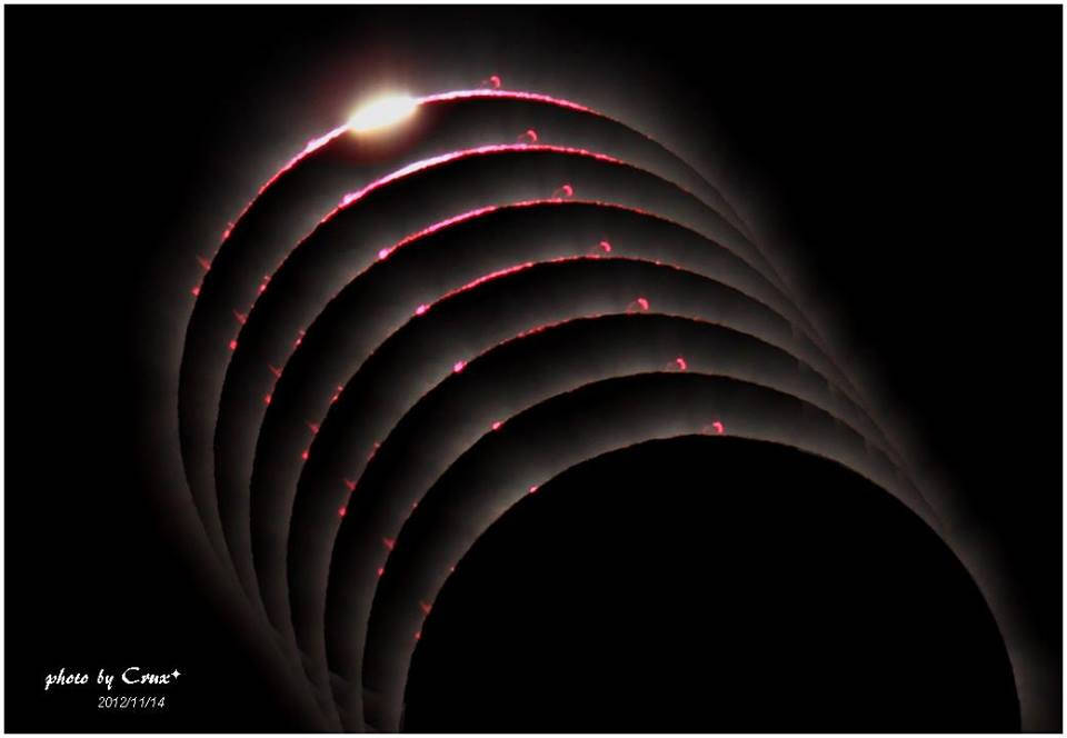天文酷图# 2012/11/14 澳洲日全食 生光前日珥变化 #天文历史图