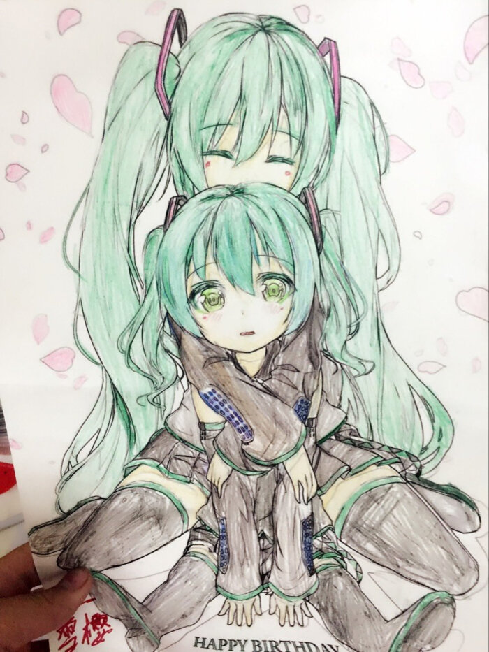 手绘 彩铅 初音