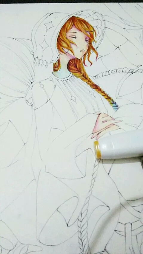 马克笔绘画上色教程过程线稿