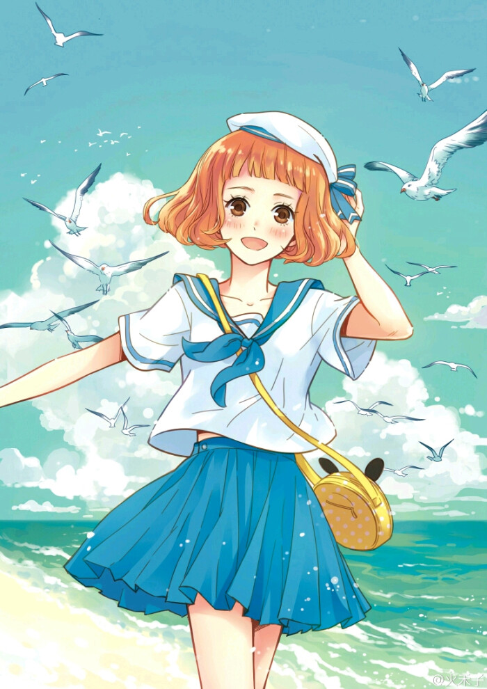 【此间二次元】二次元 美少女 薄荷之夏 陶竹 暖色调 小清新 水手服