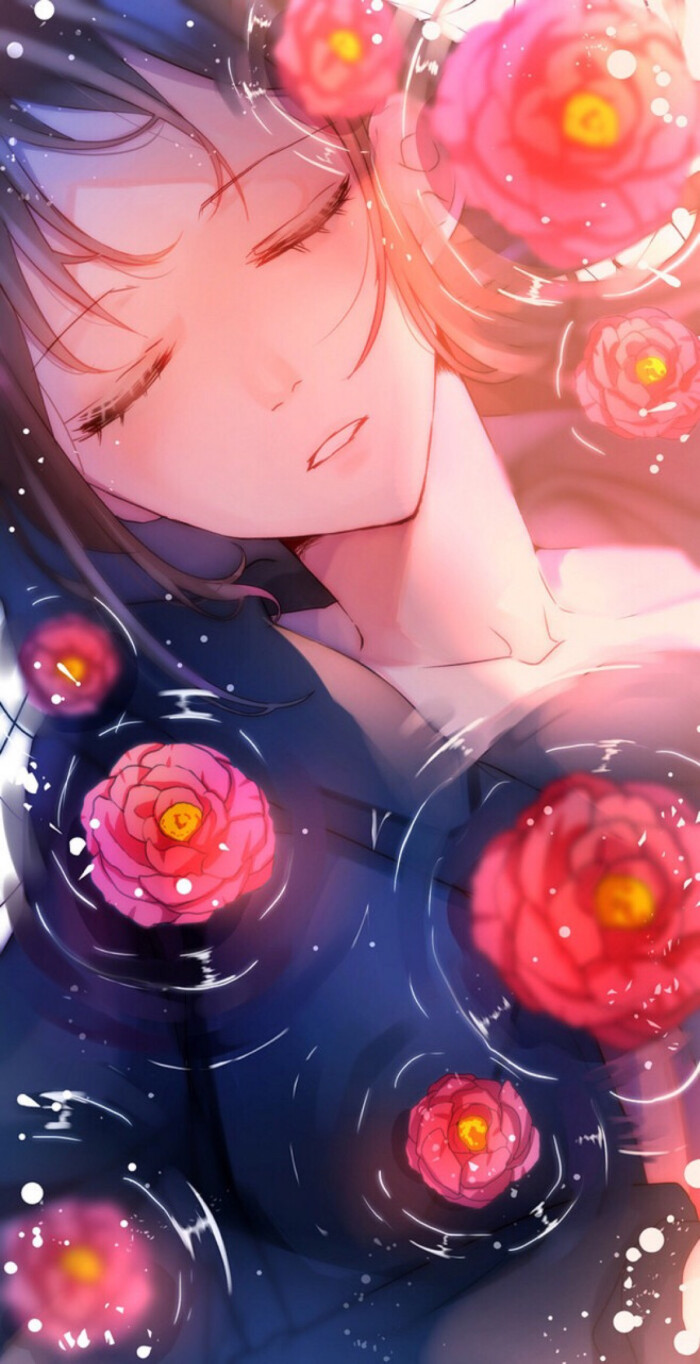 唯美 少女 花 水 二次元