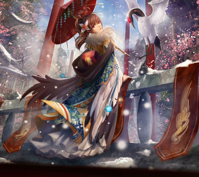 古韵,中国风,日系,纸张,月光,竹子,星辰,天空,月亮,动漫美少女,二次元