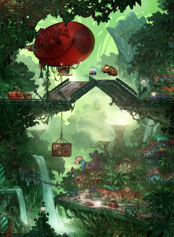 《疯狂动物城》一组场景概念图,记得点开原图看,美翻了!