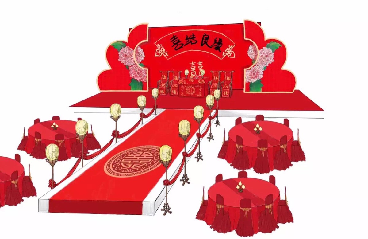 中式婚礼手绘图案