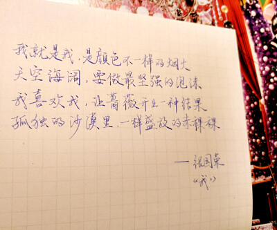 我就是我,是颜色不一样的烟火.