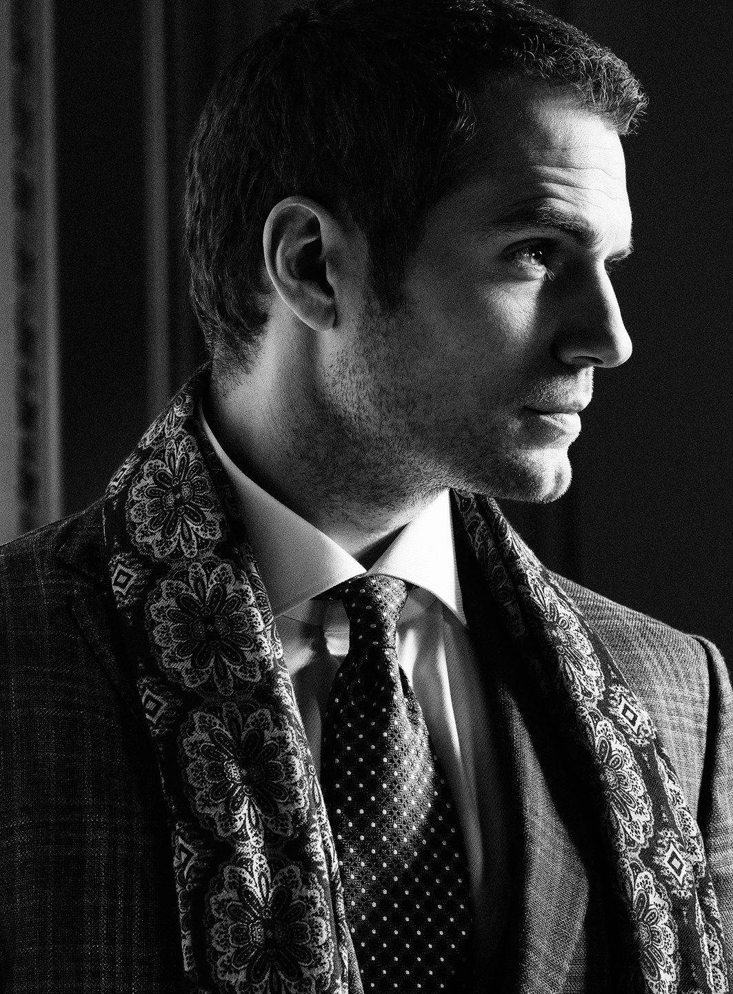 亨利卡维尔 henry cavill 哼哼 亨丽丽 侧脸杀 黑白写真