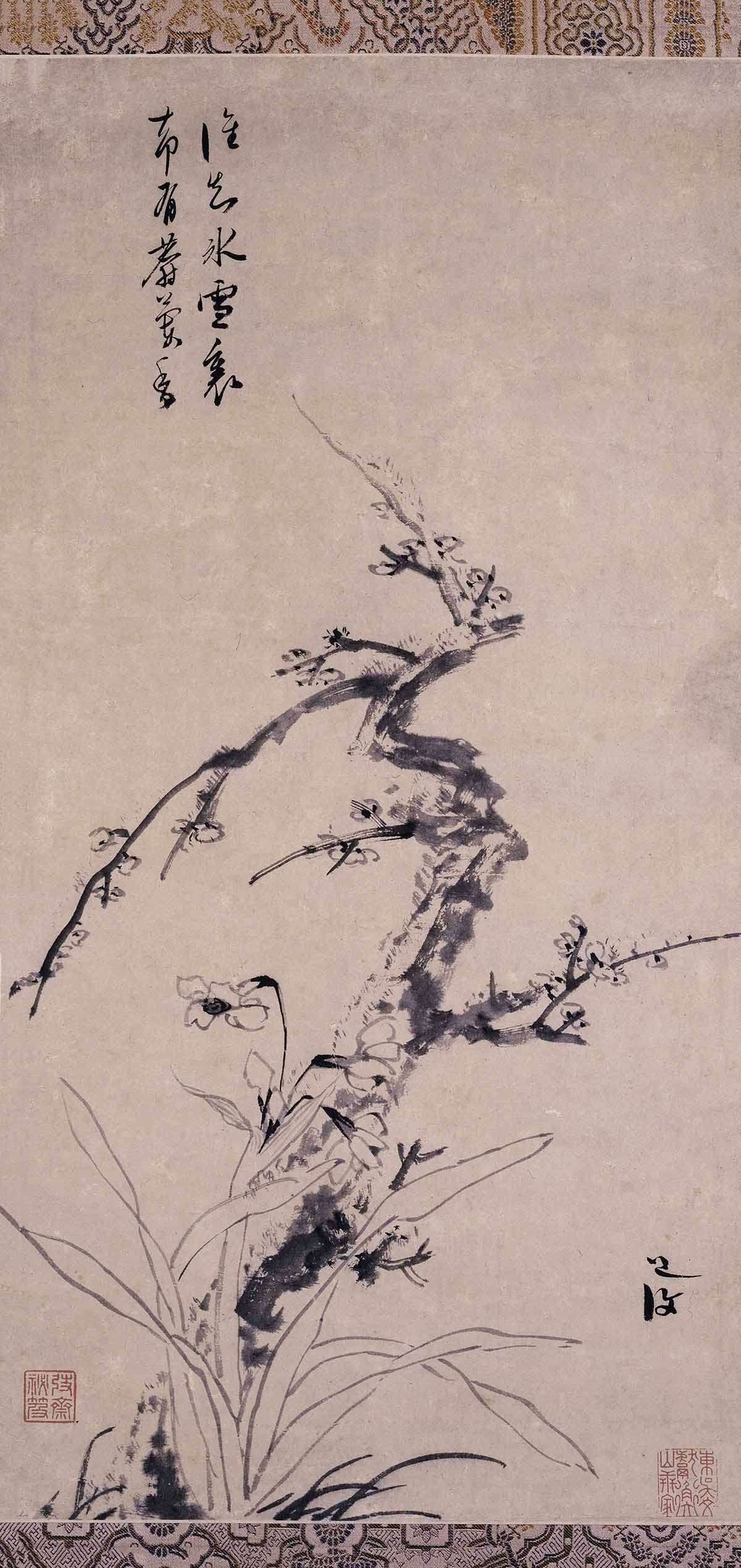 明 陈淳 梅花水仙图轴纸本72.8x35北京