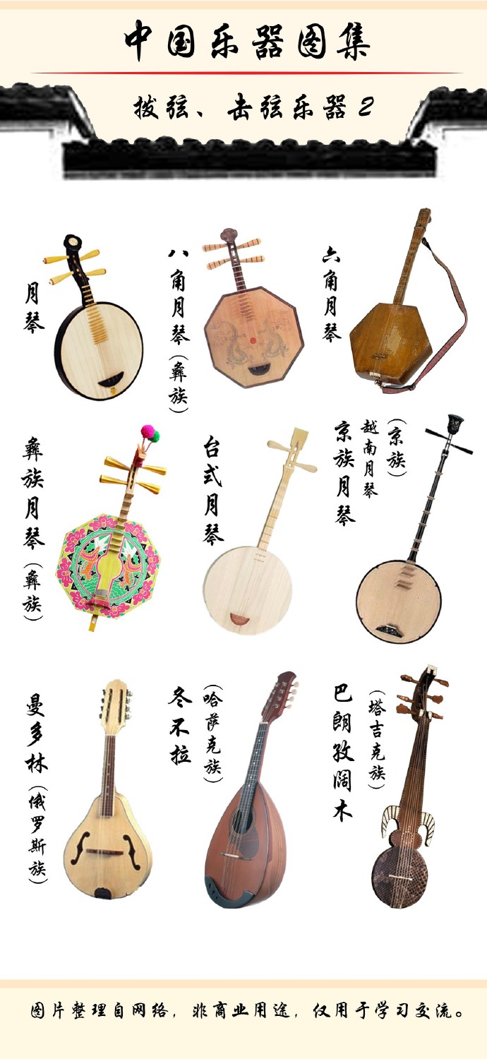 中国最全的拨弦,击弦类乐器图集,收藏学习哦.