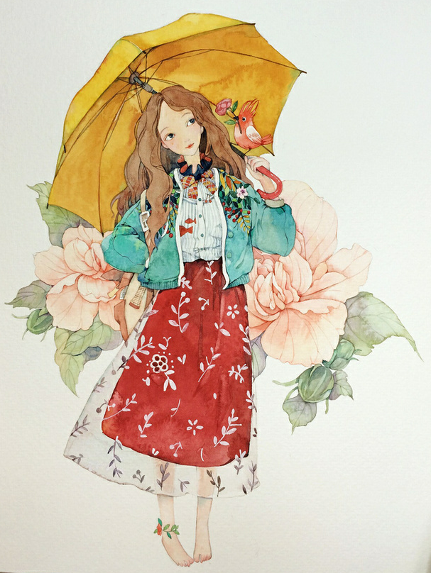 森系#女孩#插画
