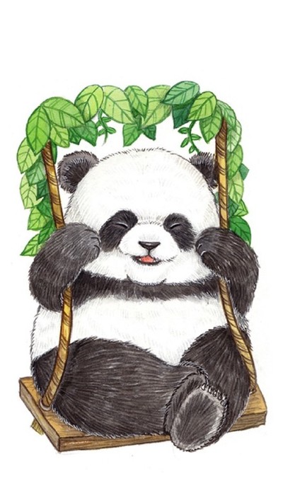 熊猫,彩铅画