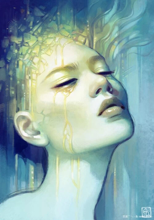 escume (anna dittmann) 唯美人物肖像插画美女与花卉插画梦幻插画睡