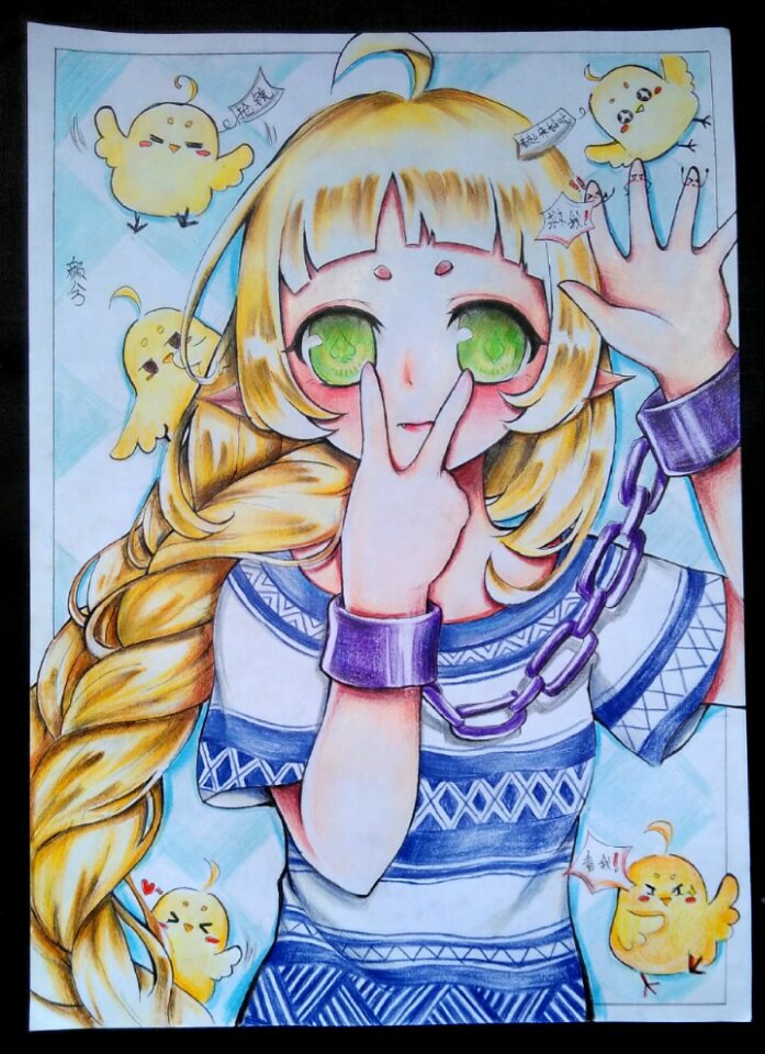 手绘 彩铅 少女