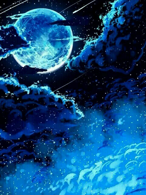 【此间二次元】二次元 场景区 暖色调 蓝色系 夜空 梦幻 意境 空灵
