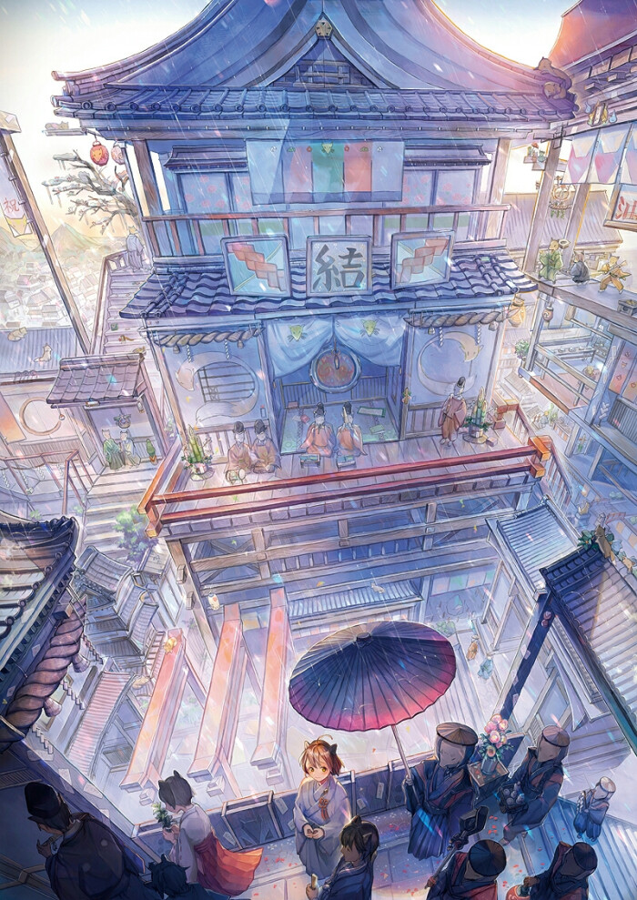 幻想中的世界,二次元,中国风 插画,风景,人物,森系,手绘,水彩,涂鸦