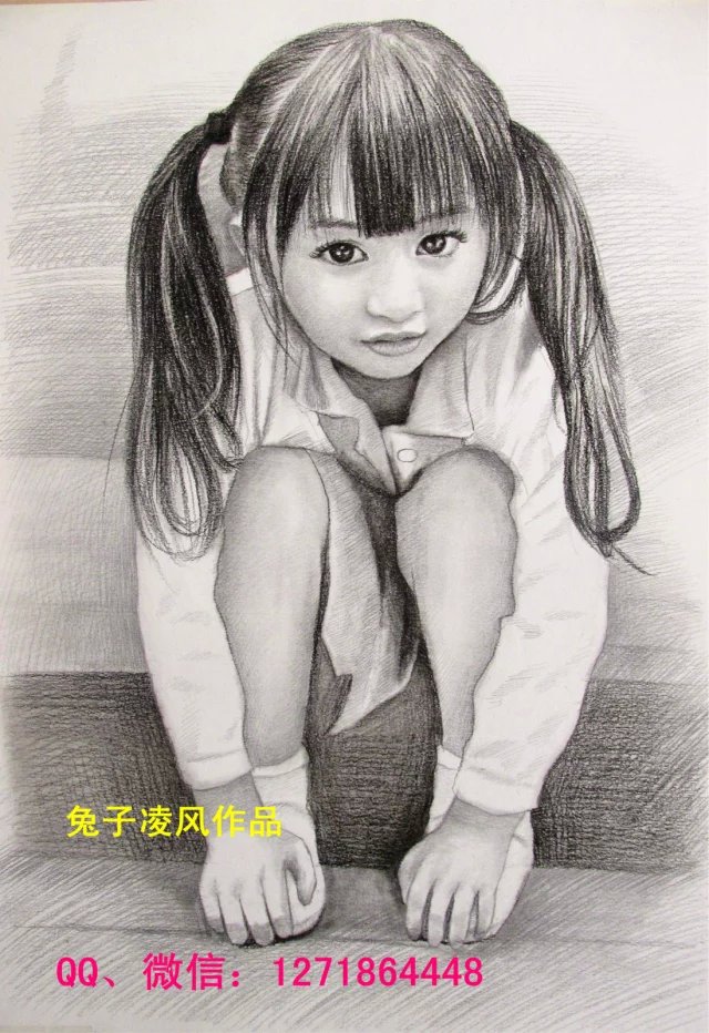 兔子凌风陶启全素描画手绘画画艺术