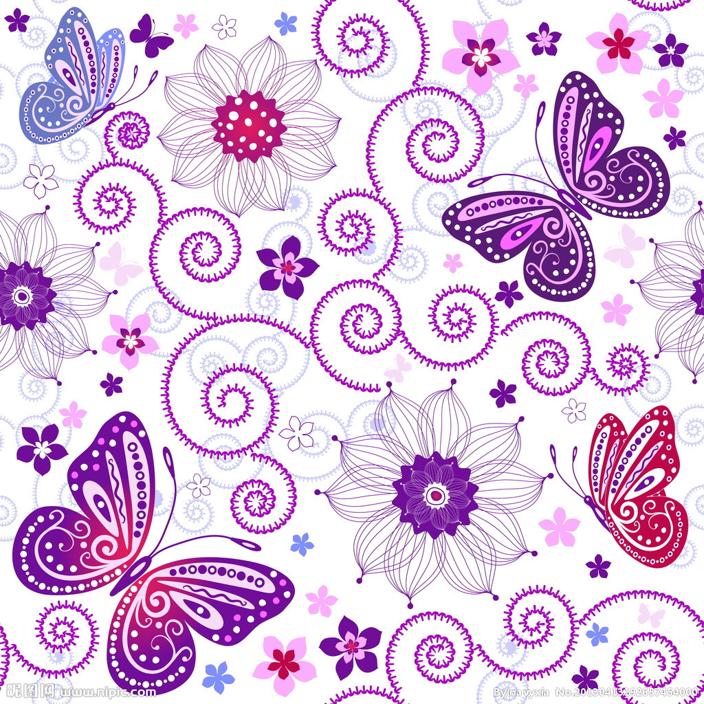 蝴蝶 花藤 花纹
