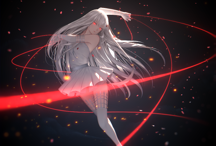 【【pft】诛砂】by:稀泥m id=56436213 pixiv,插画,少女,白发,红瞳