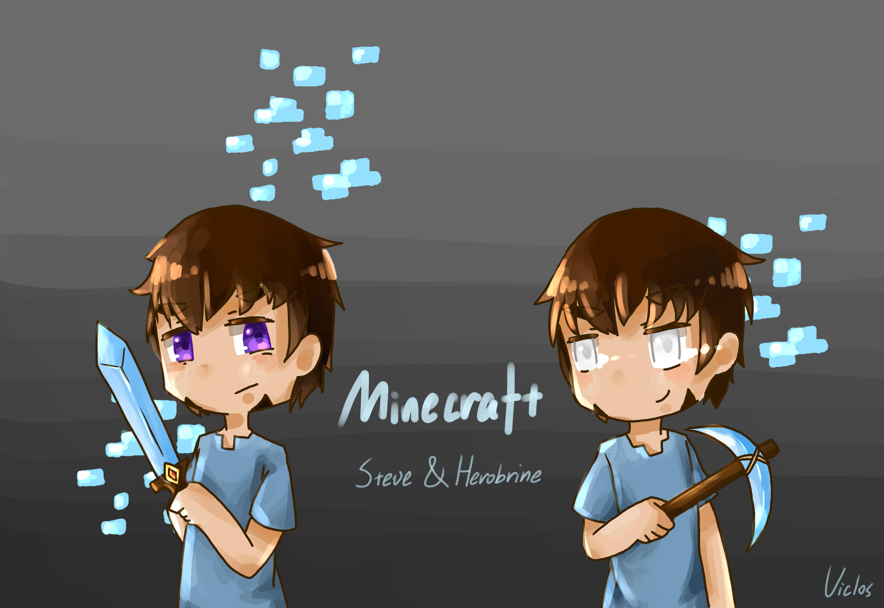 minecraft steve and herobrine