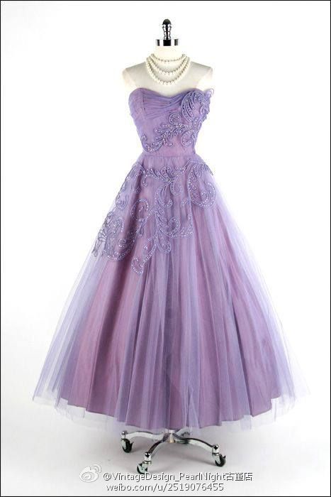 1950年代的蓝紫色礼服裙-堆糖,美好生活研究所